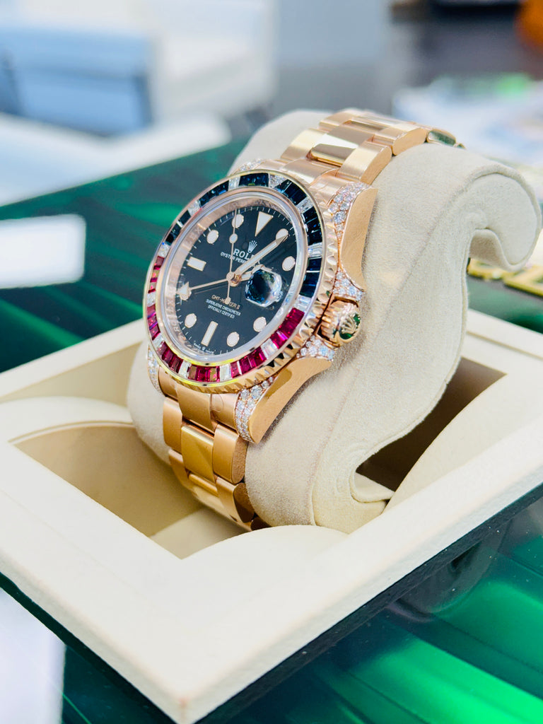 Rolex GMT-Master II 126755SARU 18K Rose Gold FACTORY Sapphires