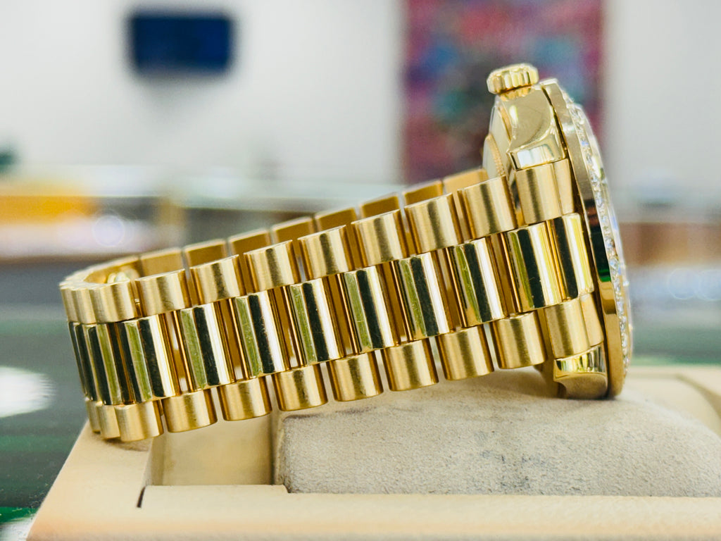 Rolex DayDate 40 228238 Custom Diamond Mother oF Pearl Dial Custom Natural Diamond Bezel  Box and Paper MINT