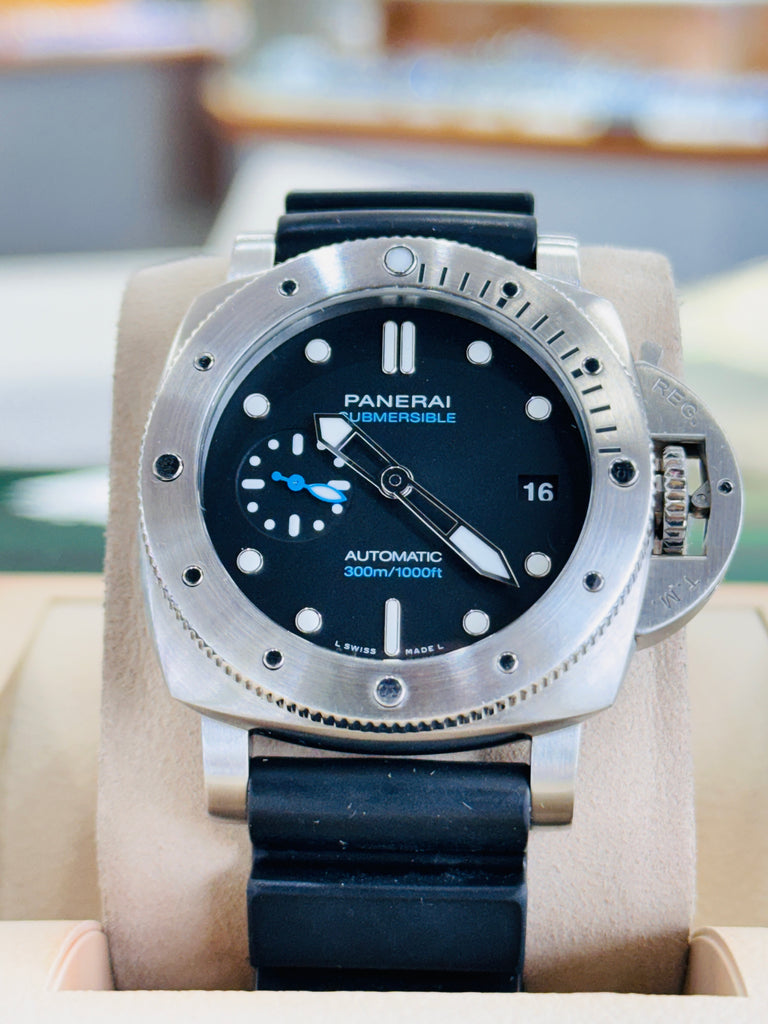 Panerai Luminor Submersible 42mm PAM973 Black Stainless Steel Watch PAM00973 Box/Papers MINT