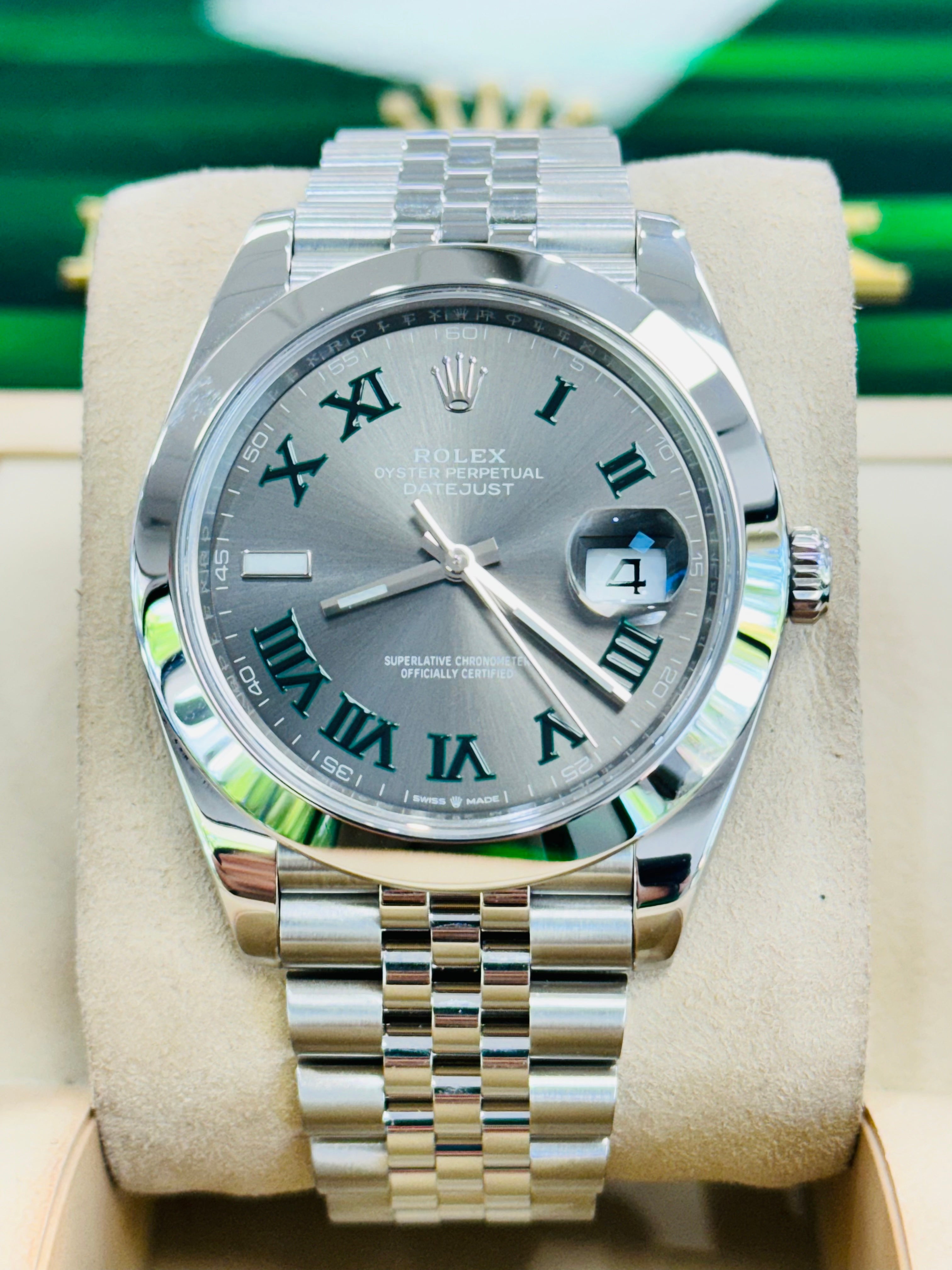 Rolex Datejust 41 126300 41mm Wimbledon Dial Jubilee Bracelet Mint Box and Papers