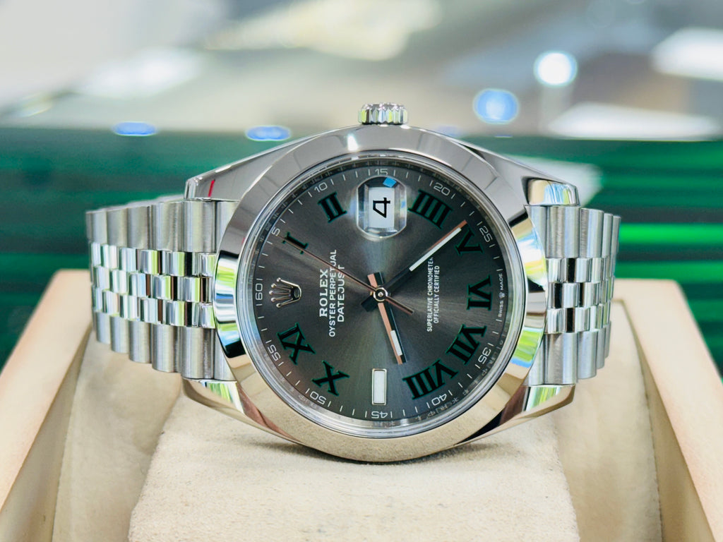 Rolex Datejust 41 126300 41mm Wimbledon Dial Jubilee Bracelet MINT Box and Papers Diamonds East Intl