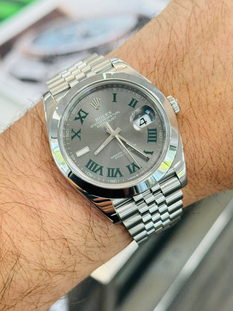 Rolex Datejust 41 126300 41mm  Wimbledon Dial Jubilee Bracelet PreOwned Box and Papers - Diamonds East Intl.