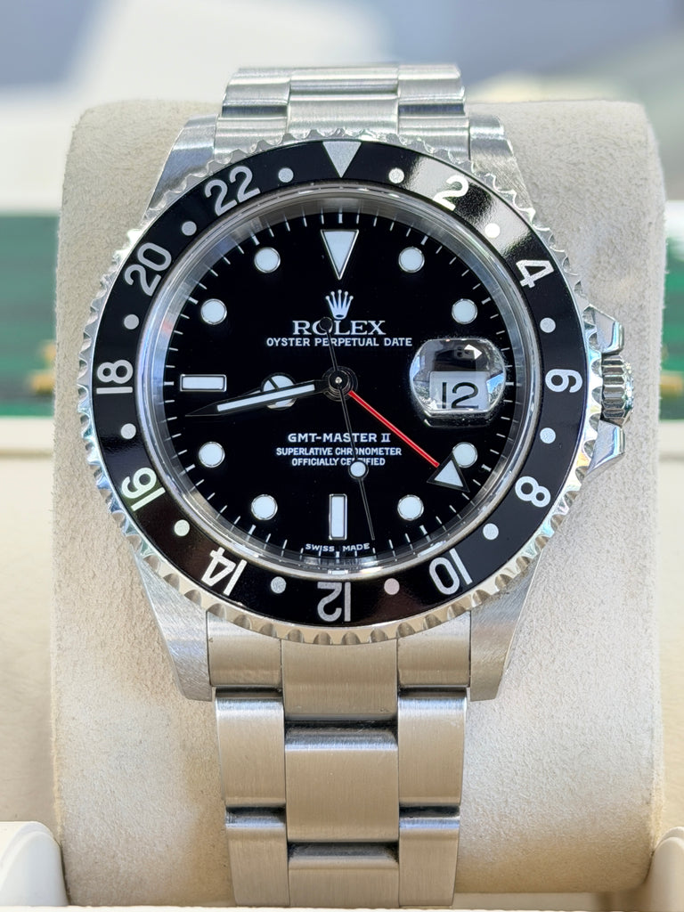 Rolex GMT-Master II 40 16710LN Black Dial “Red Arrow”  Stainless Steel Oyster PreOwned  Y serial 2001-2002 - Diamonds East Intl.