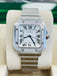 Cartier Santos W4SA0005 Silver Dial Steel Factory Diamond Bezel  Box and Papers MINT