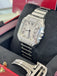 Cartier Santos W4SA0005 Silver Dial Steel Factory Diamond Bezel  Box and Papers MINT - Diamonds East Intl.