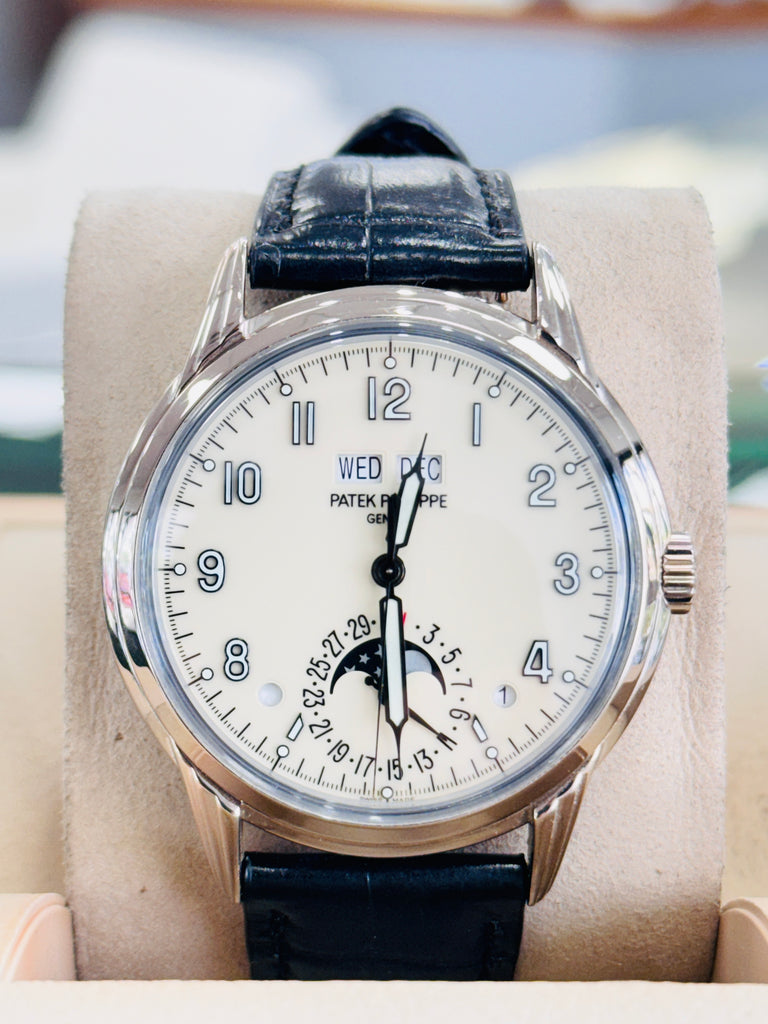 Patek Philippe Perpetual Calendar 5320G-001 Grand Complications Perpetual Calendar - White Gold Lacquered Cream Dial Box and Papers MINT