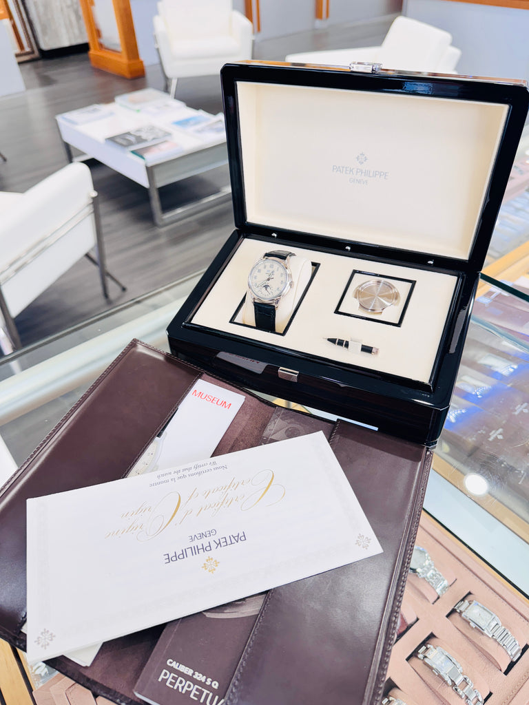Patek Philippe Perpetual Calendar 5320G-001 Grand Complications White Gold Lacquered Cream Dial Box and Papers MINT - Diamonds East Intl.