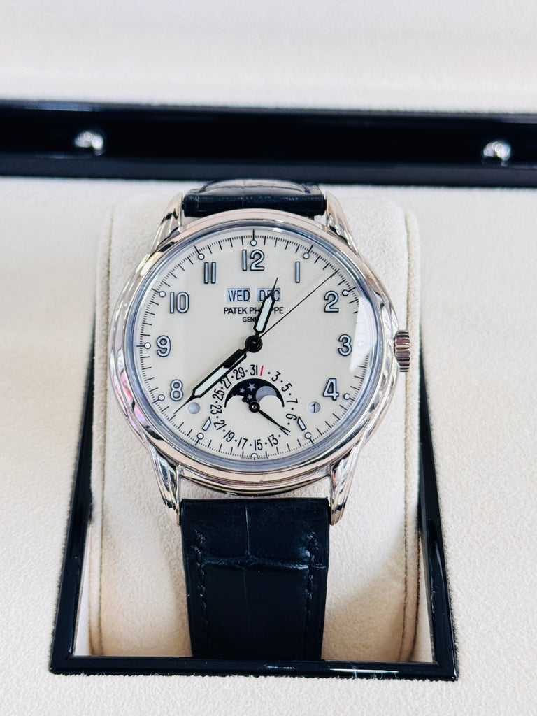 Patek Philippe Perpetual Calendar 5320G-001 Grand Complications White Gold Lacquered Cream Dial Box and Papers MINT - Diamonds East Intl.