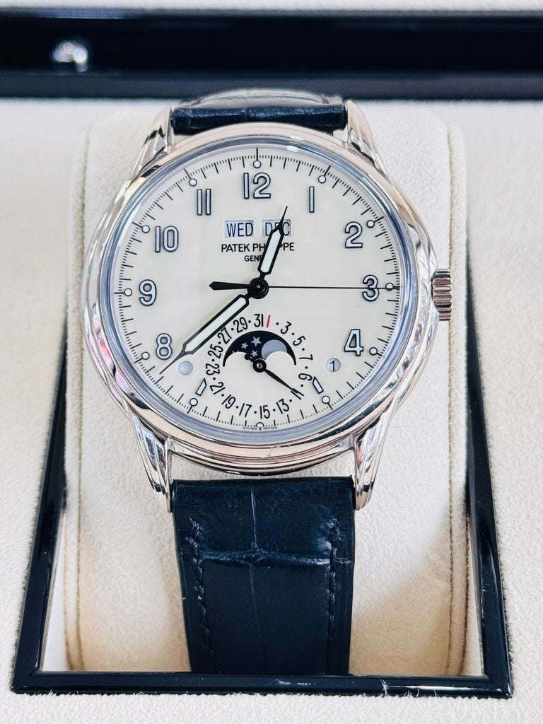 Patek Philippe Perpetual Calendar 5320G-001 Grand Complications White Gold Lacquered Cream Dial Box and Papers MINT - Diamonds East Intl.