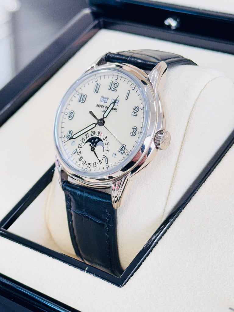 Patek Philippe Perpetual Calendar 5320G-001 Grand Complications White Gold Lacquered Cream Dial Box and Papers MINT - Diamonds East Intl.