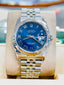 Rolex Datejust 36mm 116234 Blue Roman Dial jubilee 18K White Gold Bezel MINT Box/ Papers