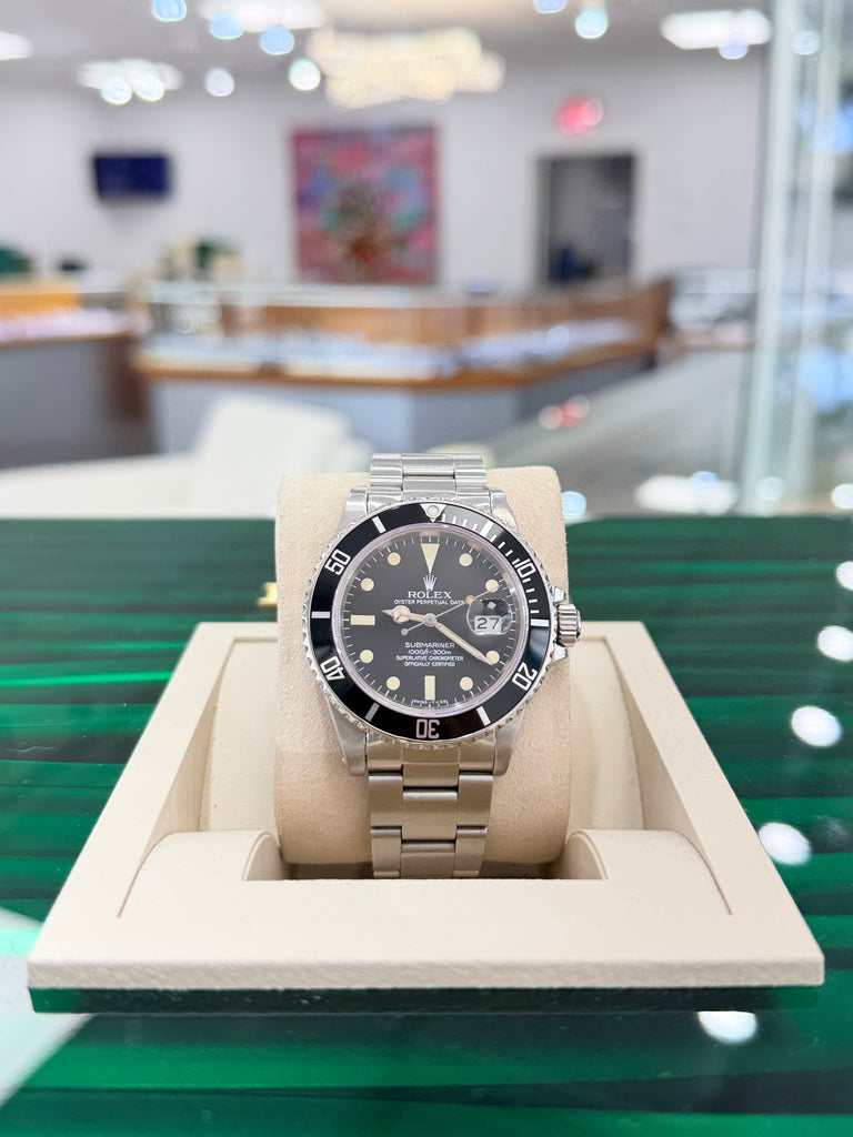Rolex Submariner Date 16800 40 Black Matte Patina Dial  Stainless Steel Oyster PreOwned 1984 - Diamonds East Intl.