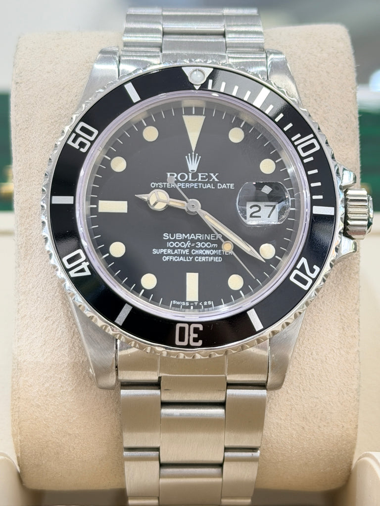 Rolex Submariner Date 16800 40 Black Matte Patina Dial  Stainless Steel Oyster PreOwned 1984 - Diamonds East Intl.
