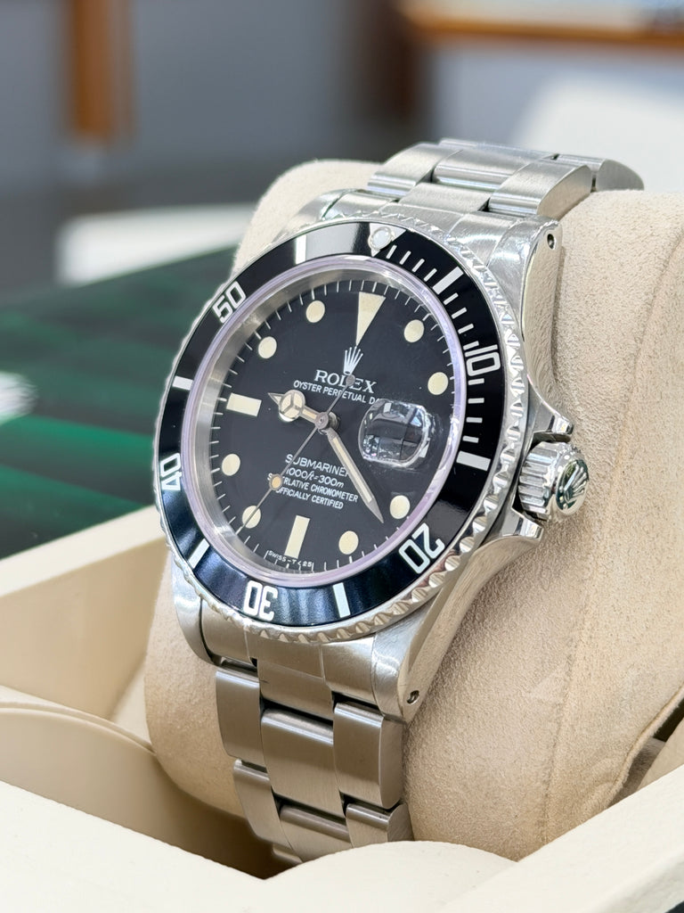 Rolex Submariner Date 16800 40 Black Matte Patina Dial  Stainless Steel Oyster PreOwned 1984 - Diamonds East Intl.