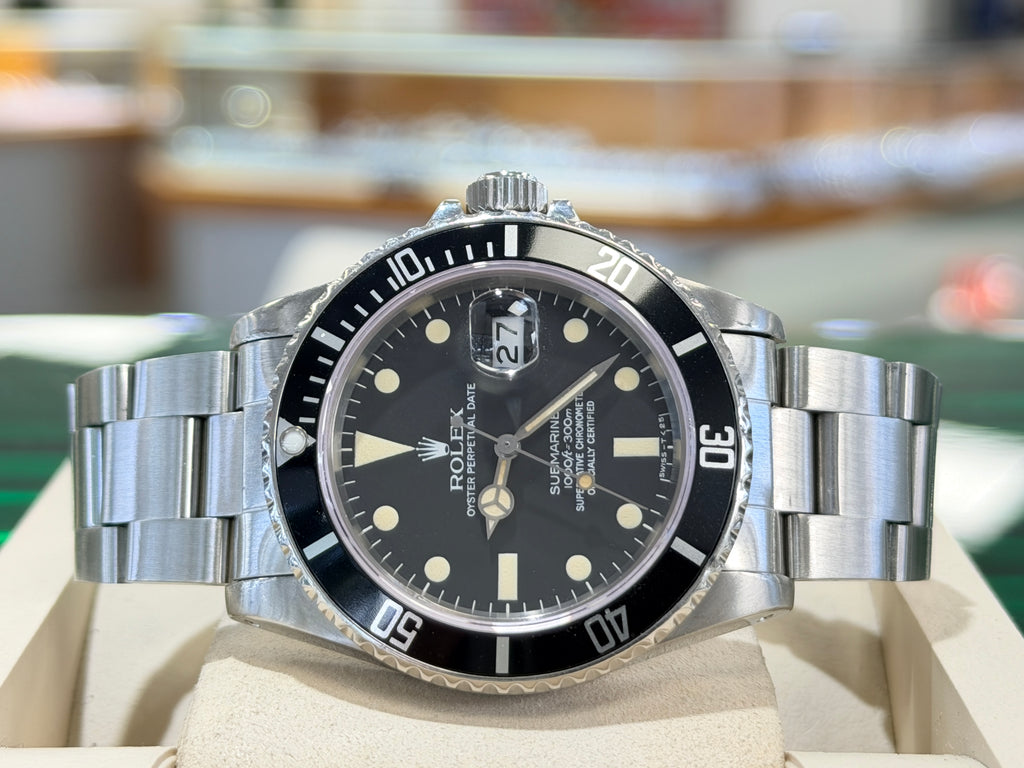 Rolex Submariner Date 16800 40 Black Matte Patina Dial  Stainless Steel Oyster PreOwned 1984 - Diamonds East Intl.