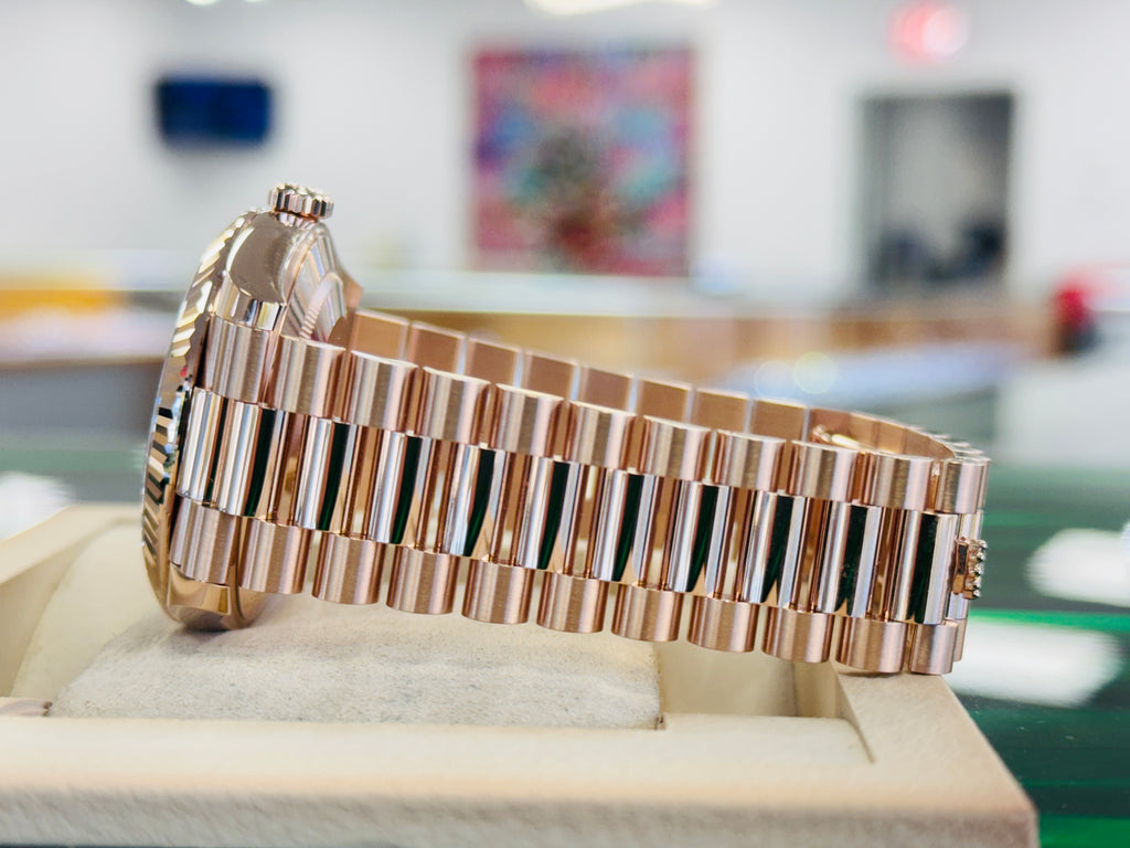 Rolex Day-Date 40 228235 Rose Gold  Factory Eisenkiesel Baguette Diamond Dial  Box and Papers Unworn - Diamonds East Intl.