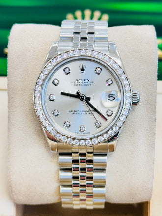 Rolex Datejust 31 178384 Factory Diamond Dial & Diamond Bezel Jubilee Bracelet Complete Set MINT 