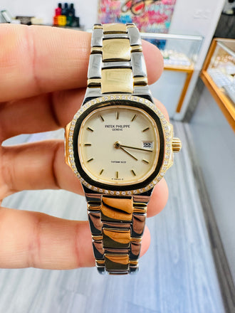 Patek Philippe Nautilus "Tiffany & Co. 4700/61JA Stainless And Yellow Gold Factory Diamond Bezel  PreOwned - Diamonds East Intl.