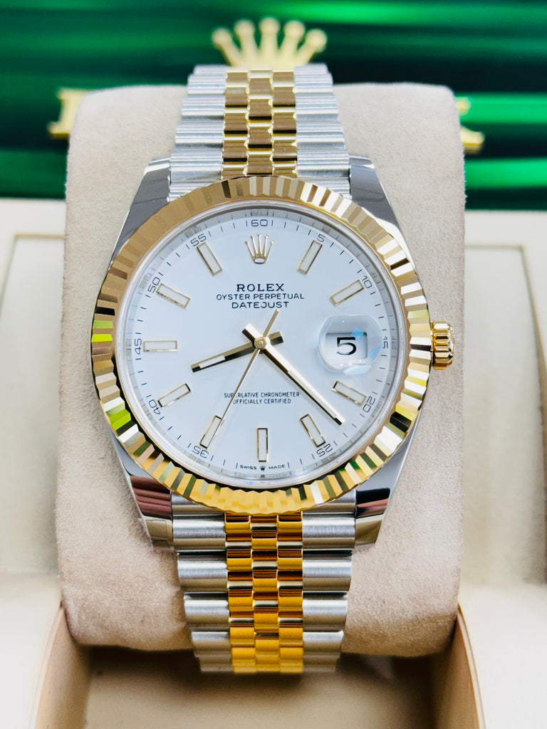 Rolex Datejust 41mm Two Tone White Index Dial Jubilee 126333 Unworn Box and Papers