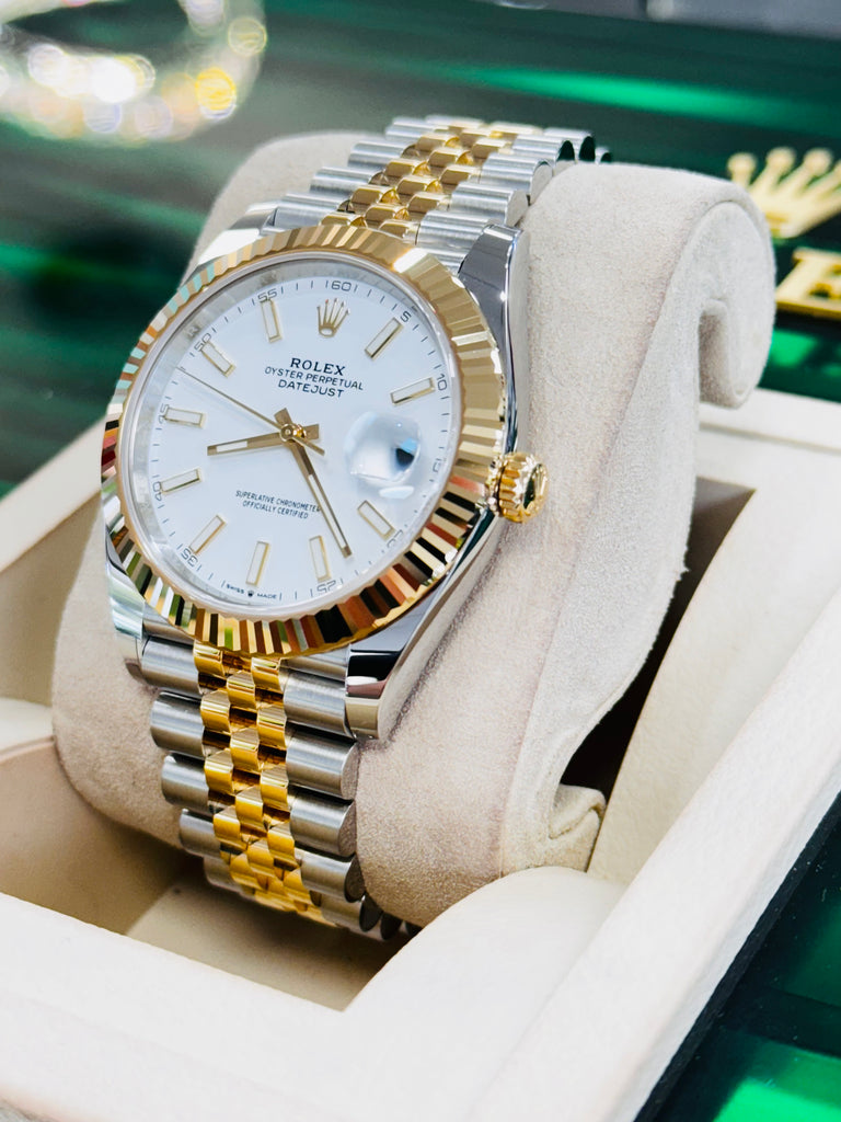 Rolex Datejust 41mm Two Tone White Index Dial Jubilee 126333