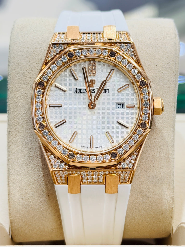 Audemars Piguet Royal Oak Lady Quartz 67652OR.ZZ.D011CR.01 'Ladies' Rose Gold Full Factory Diamonds PreOwned - Diamonds East Intl.