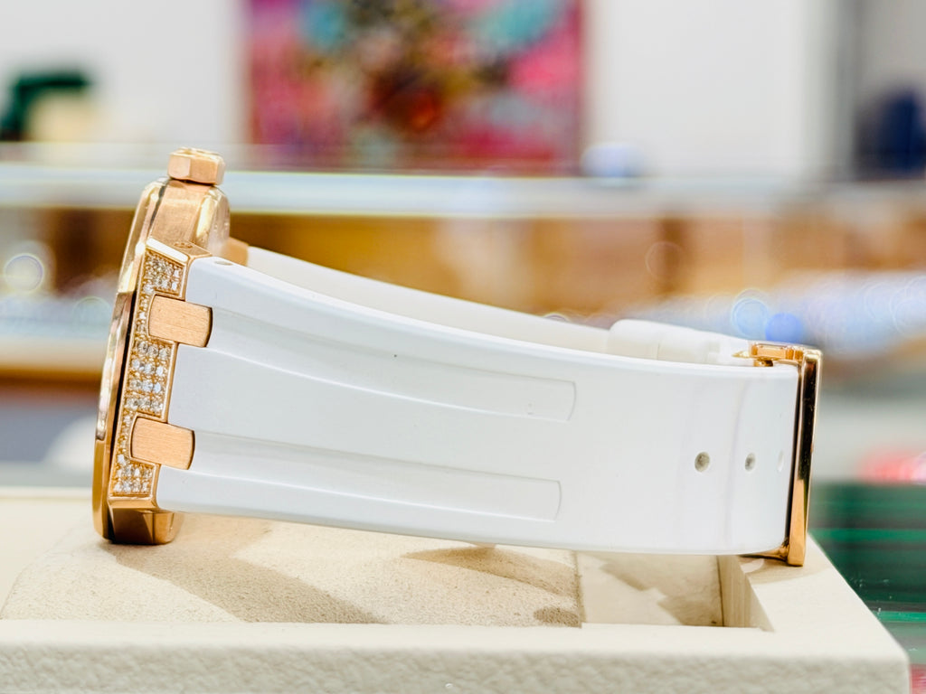 Audemars Piguet Royal Oak Lady Quartz 67652OR.ZZ.D011CR.01 'Ladies' Rose Gold Full Factory Diamonds PreOwned - Diamonds East Intl.