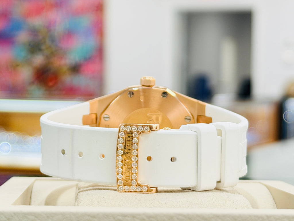 Audemars Piguet Royal Oak Lady Quartz 67652OR.ZZ.D011CR.01 'Ladies' Rose Gold Full Factory Diamonds PreOwned - Diamonds East Intl.