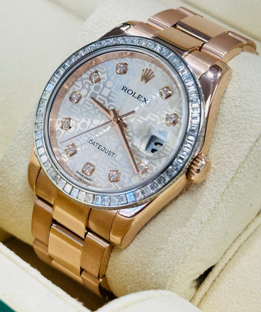Rolex Datejust 36 116285BBR Factory Diamond Bezel & Factory Silver 10 Diamond Jubilee PreOwned - Diamonds East Intl.
