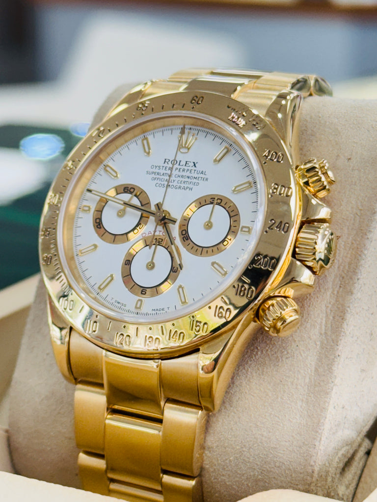 Rolex Daytona Chronograph 16528 18k Yellow Gold White Dial “ZENITH” PreOwned