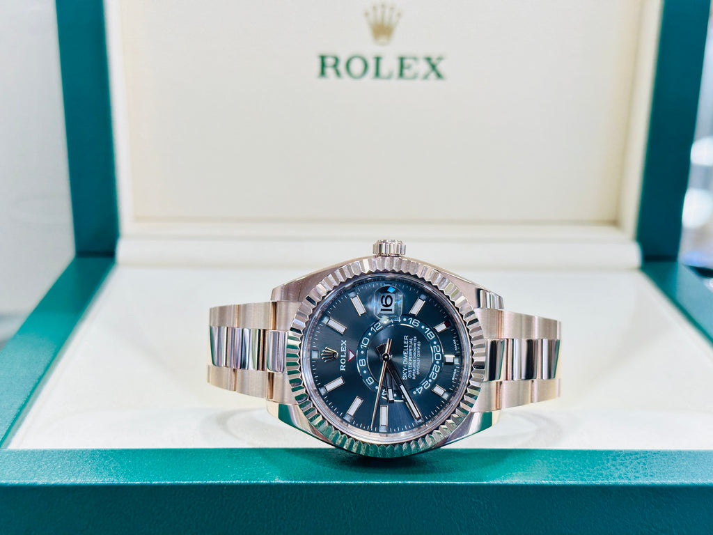 Rolex Sky-Dweller 326935 EverRose Gold Grey Rhodium Dial  42 PreOwned Box And Papers - Diamonds East Intl.