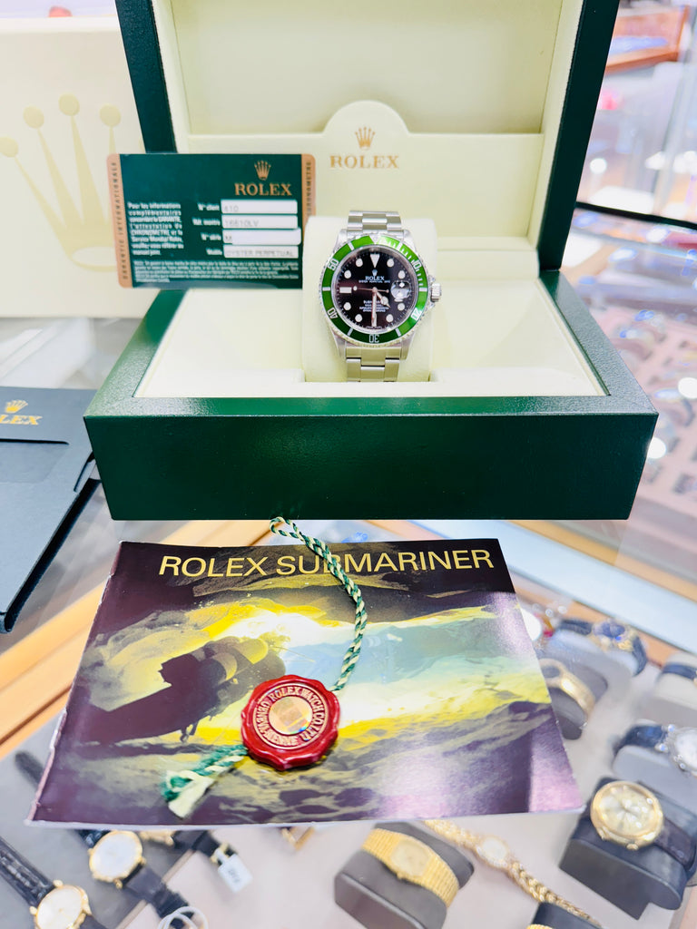 Rolex Submariner Date "Kermit" 16610LV Engraved Rehaut Box and Papers