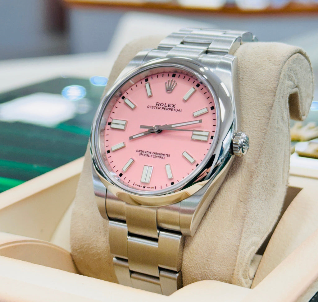 Rolex Oyster Perpetual 124300 41mm Custom Pink Dial Watch Box And Papers UNWORN