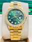 Rolex Day-Date 36mm 18238 Custom Diamond Bezel Green Diamond Dial SERVICED MINT