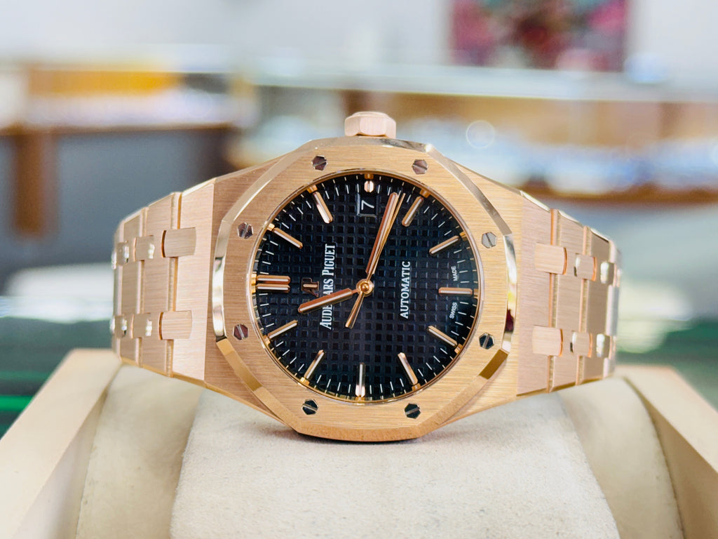 Audemars Piguet Royal Oak 37MM Automatic Black Dial 18K Rose Gold 15450OR.OO.D002CR.01 Factory Band