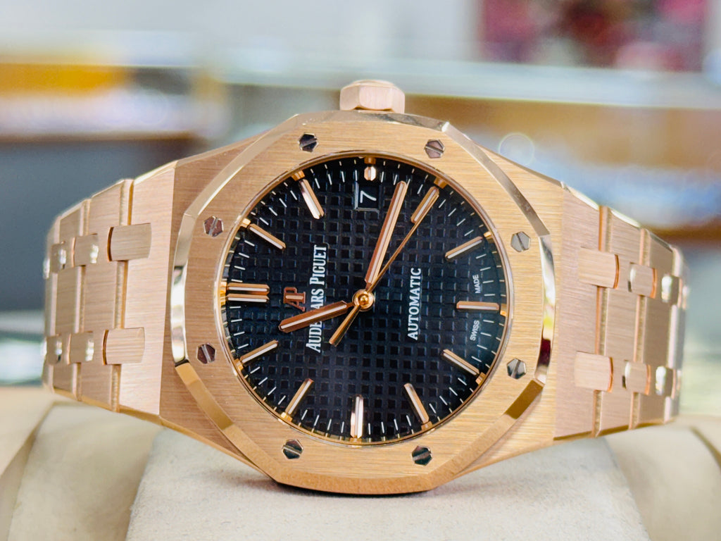 Audemars Piguet Royal Oak 37MM Automatic Black Dial 18K Rose Gold 15450OR.OO.D002CR.01 Factory Band