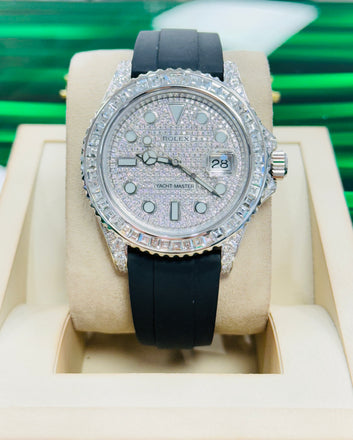 Rolex Yacht-Master 226659 White Gold 42 Oysterflex Custom Diamond Bezel & Custom Diamond Case & Custom Pave Dial - Diamonds East Intl.
