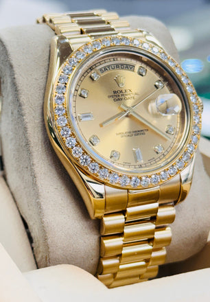 Rolex Day-Date II 218348 CHDP 41MM Factory Champagne Diamond Dial  Factory Diamond Bezel MINT