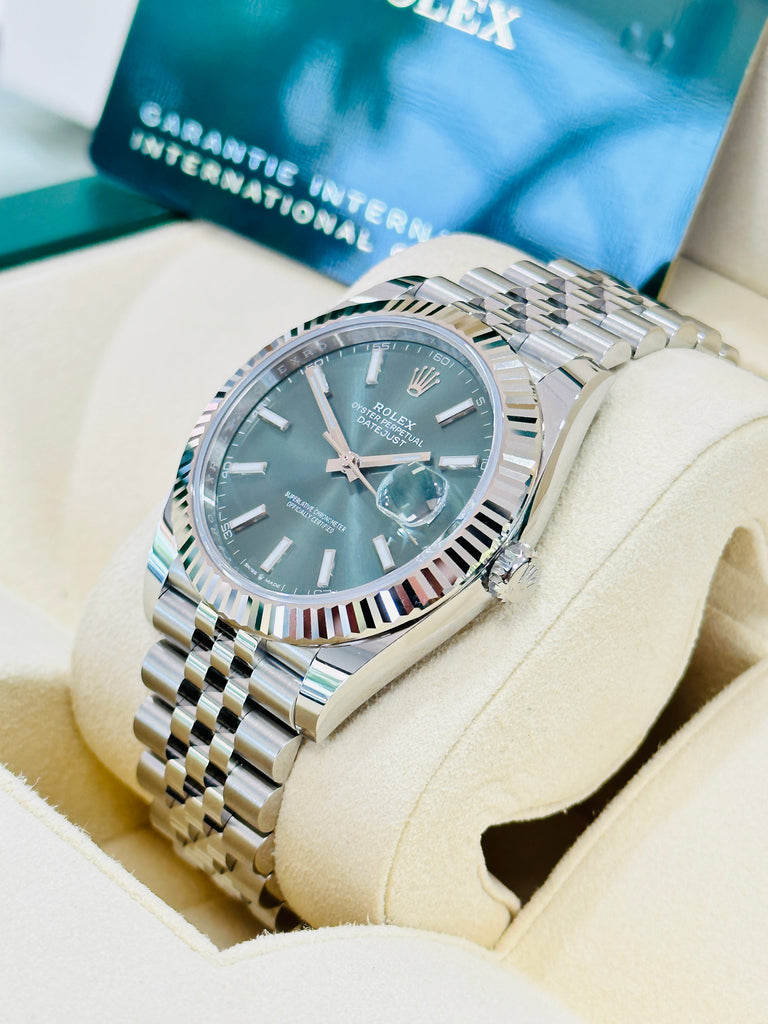 Rolex Datejust 41 126334 MINT Green Dial Unworn Box and Papers - Diamonds East Intl.