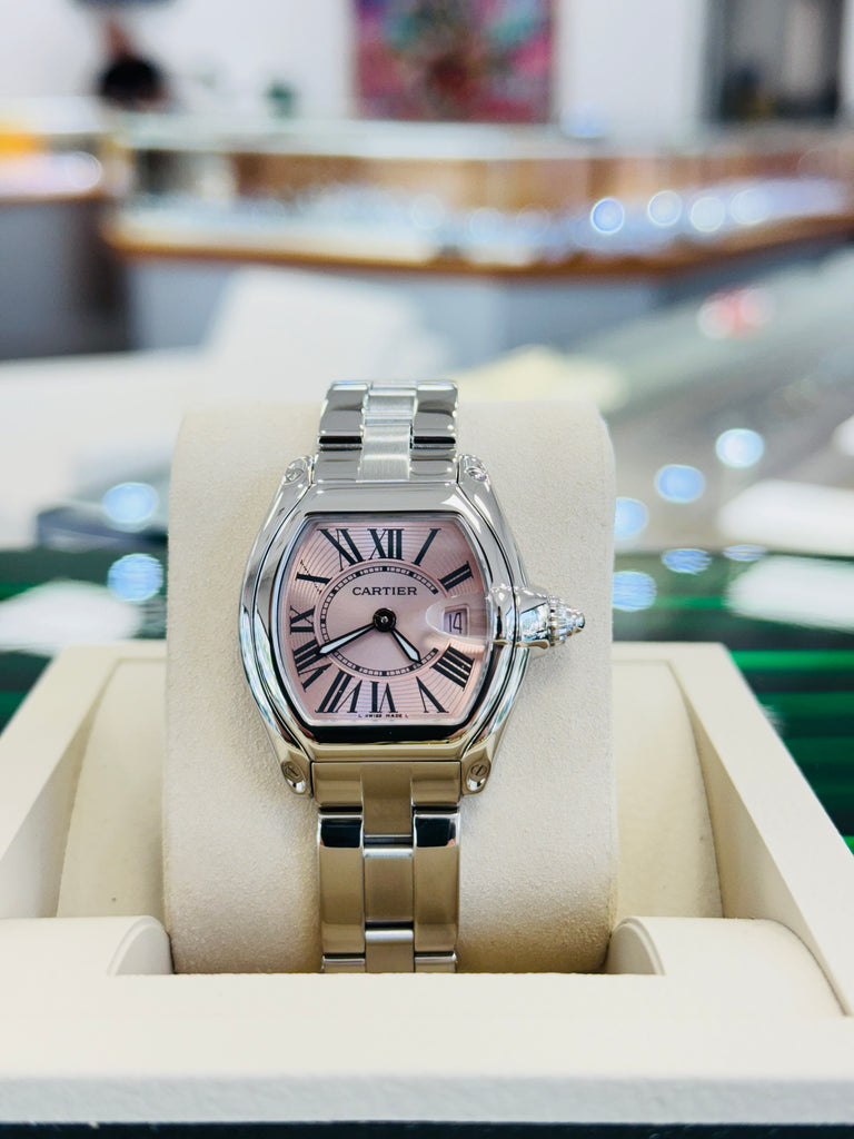 Cartier Roadster 2675 Stainless Steel Pink Dial Ladies Quartz  PreOwned - Diamonds East Intl.