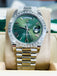 Rolex Day-Date 40mm 228396TBR Factory Baguette Bezel Factory Green Roman Olive Dial MINT