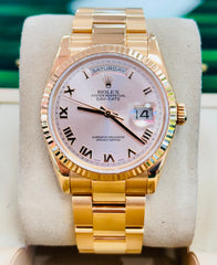 Rolex Day-Date 36 118235 18K Rose Gold Sunburst Roman Dial