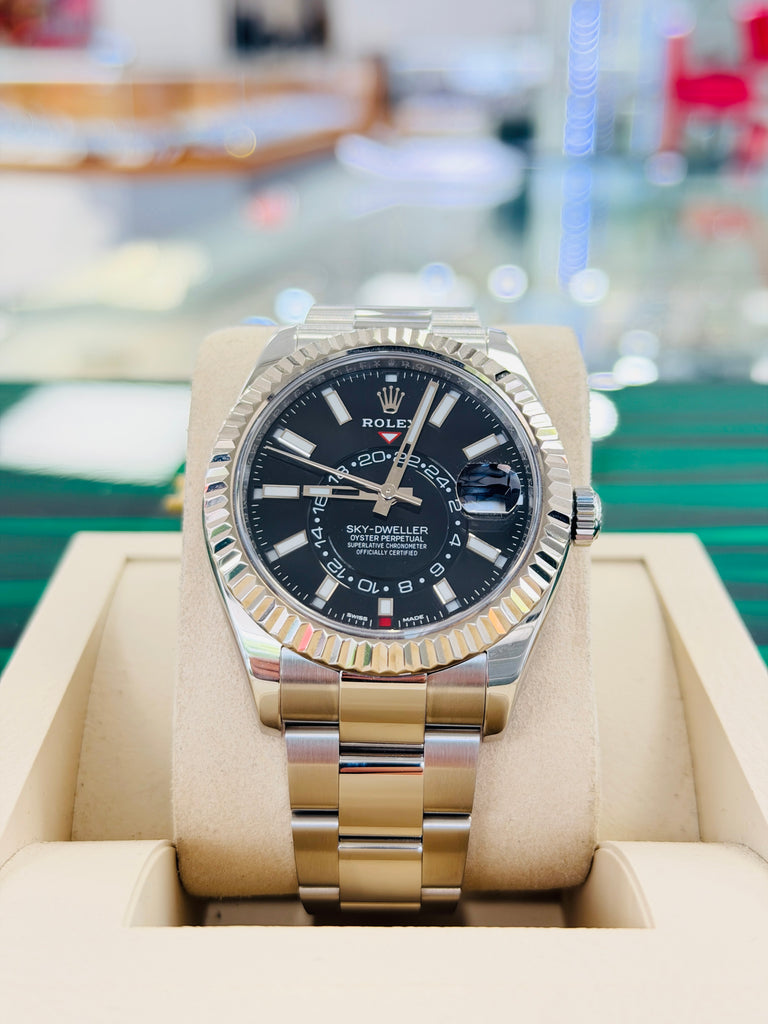 Rolex Sky-Dweller 42 326934  Oyster bracelet Stainless Black Dial Box and Papers