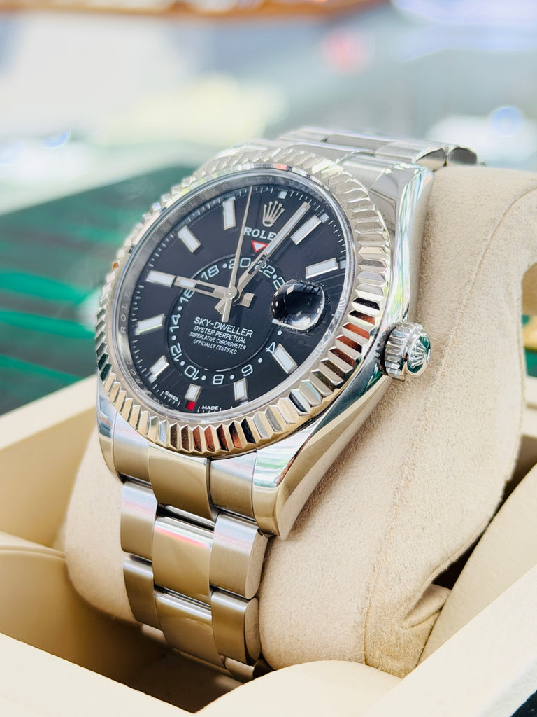 Rolex Sky-Dweller 42 326934  Oyster bracelet Stainless Black Dial Box and Papers