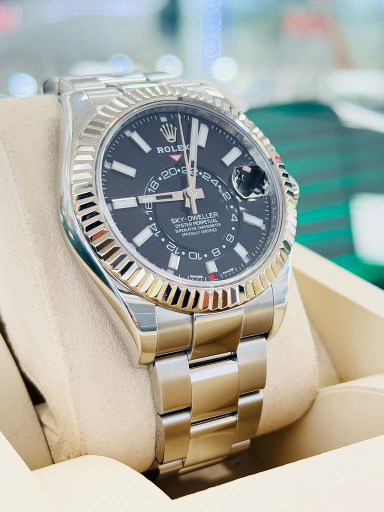 Rolex Sky-Dweller 42 326934  Oyster bracelet Stainless Black Dial Box and Papers