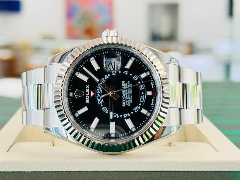 Rolex Sky-Dweller 42 326934  Oyster bracelet Stainless Black Dial Box and Papers