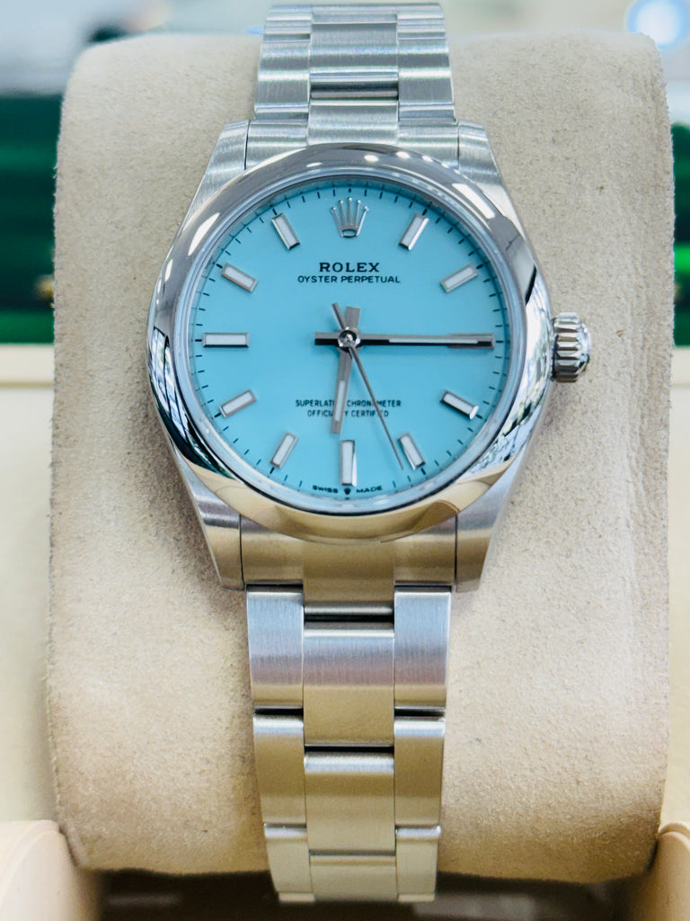 Rolex Oyster Perpetual 31 277200 FACTORY Turquoise Blue “Tiffany” Dial Box and Papers MINT