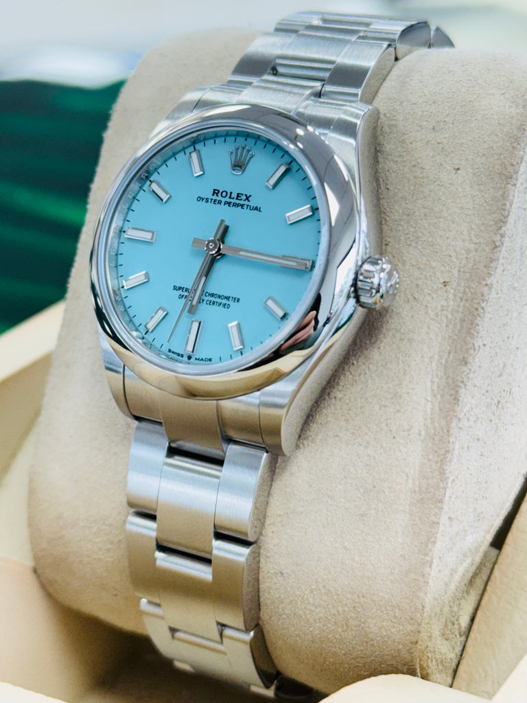 Rolex Oyster Perpetual 31 277200 FACTORY Turquoise Blue “Tiffany” Dial Box and Papers MINT