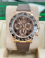 Rolex Daytona 116515 Rose Gold Chocolate Arabic Dial Custom Rubberb Band Box and Papers MINT