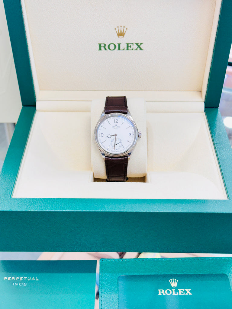 Rolex 1908 Reference 52509 WHITE DIAL 18KT White Gold  Box & Papers Unworn FULLY STICKRED