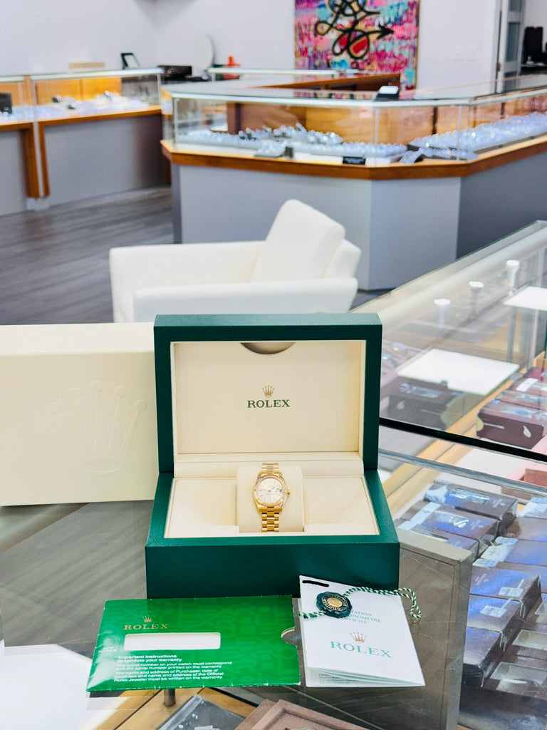 Rolex Datejust President 26mm New Style Ladies 18k Yellow Gold 179178 Box and Papers MINT